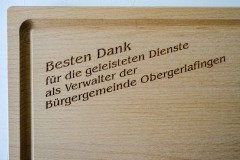 Holzgravur Danke